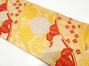 アンティーク　菊に桐・花亀甲模様織り出し袋帯（着用可）